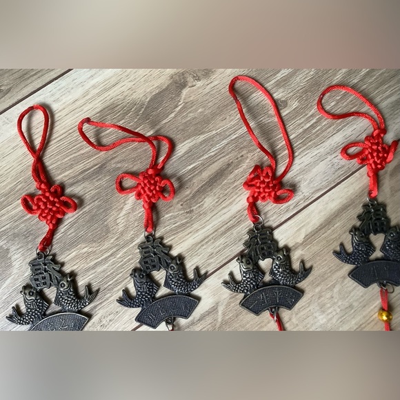 New Vintage FENG SHUI hanging double fish + good luck - Picture 7 of 8